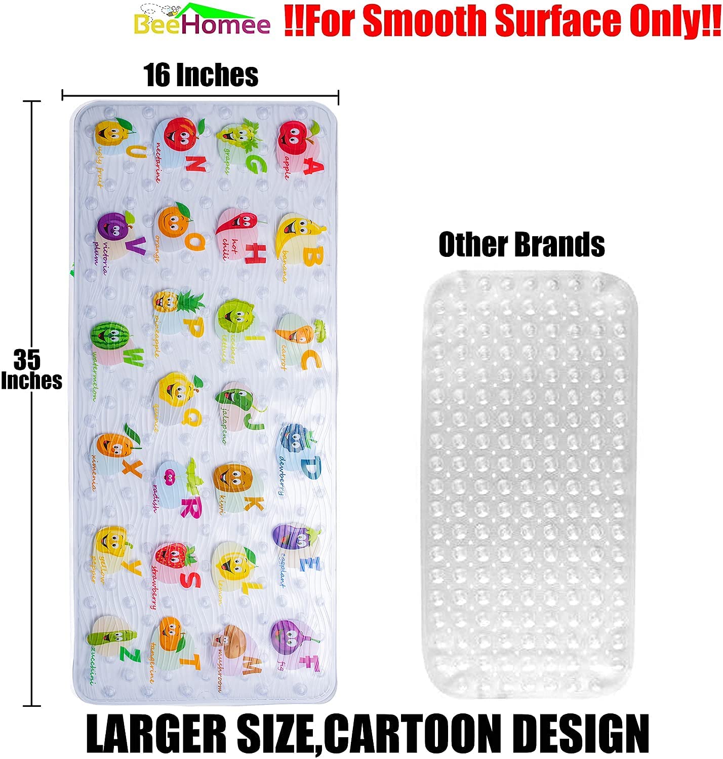 ShineCozy Cartoon Kids Bath Mat - Non Slip Bathtub Mat 35x16 Inch XL Large  Size Tub Mats Anti Slip Shower Mats for Bathroom Floor (Animals)