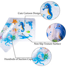 Load image into Gallery viewer, BEEHOMEE Bath Mats for Tub Kids - Large Cartoon Non-Slip Bathroom Bathtub Kid Mat for Baby Toddler Anti-Slip Shower Mats for Floor 35x15,Machine Washable XL Size Bathroom Mats (Blue-Octopus)