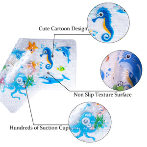 BEEHOMEE Bath Mats for Tub Kids - 35x15,Machine Washable XL Size Bathroom Mats (Blue-Octopus)