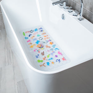BEEHOMEE Bath Mats for Tub Kids - 35x16,Machine Washable XL Size Bathroom Mats (Zoo)