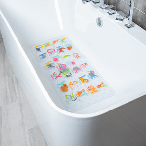 BEEHOMEE Bath Mats for Tub Kids - Large Cartoon Non-Slip Bathroom Bathtub Kid Mat for Baby Toddler Anti-Slip Shower Mats for Floor 35x16,Machine Washable XL Size Bathroom Mats (Alphabet)