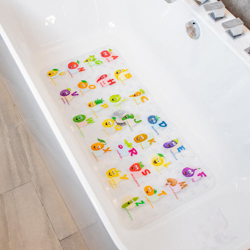 BEEHOMEE Bath Mats for Tub Kids - 35x16,Machine Washable XL Size Bathroom Mats (Fruits-Vegetables)