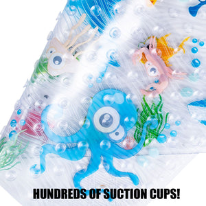 BEEHOMEE Bath Mats for Tub Kids - 35x15,Machine Washable XL Size Bathroom Mats (Blue-Octopus)