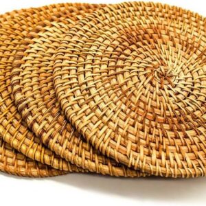 Trivets for Hot Dishes - Woven Rattan Trivets Hot Pads for Dinning Table,Kitchen Heat Resistant Straw Dish Coasters Placemats Pot Holder (8.66 Inch)