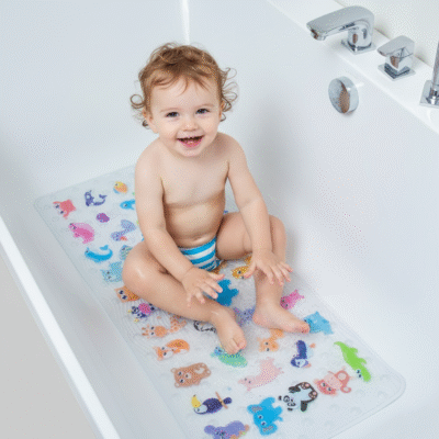 BEEHOMEE Bath Mats for Tub Kids - 35x16,Machine Washable XL Size Bathroom Mats (Zoo)